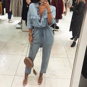 JLUXLABEL- Chambray Utility Jumpsuit